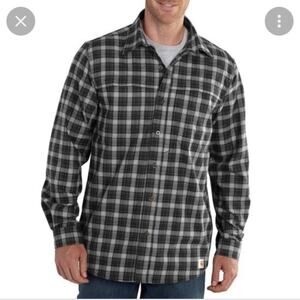 Carhartt Fort Plaid Flannel Shirt XL Blue White Tan 100599 Discontinued Workwear